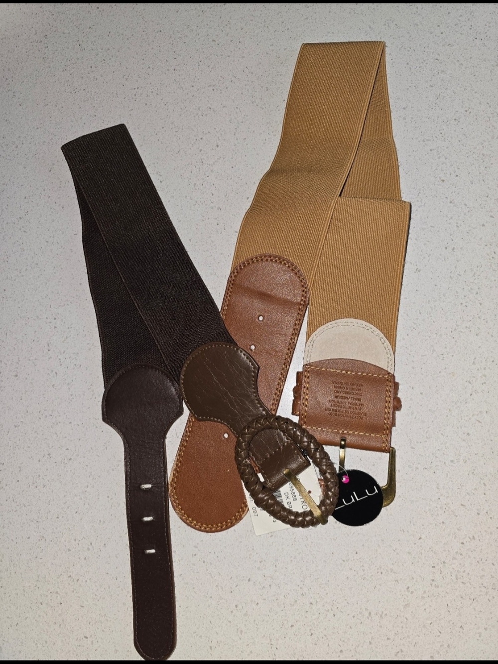 Lulu Brand Elastic Stretch Belts- Brown/Tan